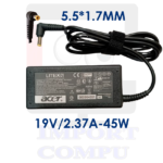 CARGADOR ACER 45W DE 19V A 2.37A con conector 5.5mm*1.7mm ( punta amarilla)