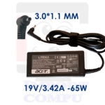 CARGADOR ACER 65W DE 19V A 3.42A con conector 3.0mm*1.1mm (punta fina)
