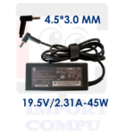 CARGADOR HP 45W DE 19.5V A 2.31A con conector 4.5mm*3.0mm (punta azul)