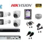 KIT 4 CAMARAS HIKVISION 2MP / 1080P INTERIOR Y EXTERIOR CON AUDIO