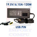 CARGADOR LENOVO DE 19.5V A 6.15A 120W con conector USB Pin (rectangular)