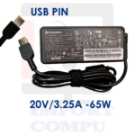 CARGADOR LENOVO 65W DE 20V A 3.25A con conector USB (Pin rectangular)