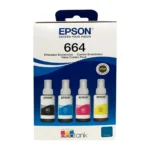 Kit de Botellas de Tinta Epson T664 Original de 4 Colores (Negro, Cyan, Magenta, Amarillo)